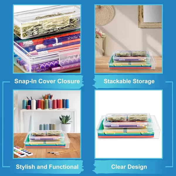 imageSorbus 12Piece Art Supply Storage Organizer  Stackable Craft Storage Organizer with Hinged Lids  Art Storage Yarn Organizer Ribbon Organizer Bead Organizers Arts and Crafts Organizer Containers4 Pack