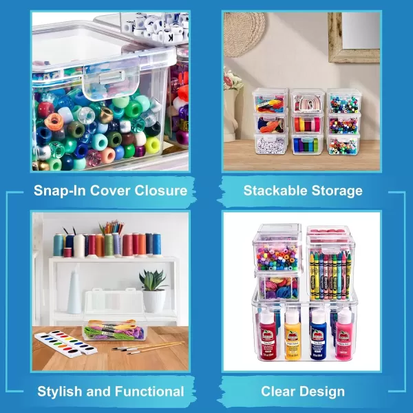 imageSorbus 12Piece Art Supply Storage Organizer  Stackable Craft Storage Organizer with Hinged Lids  Art Storage Yarn Organizer Ribbon Organizer Bead Organizers Arts and Crafts Organizer Containers12 Pack