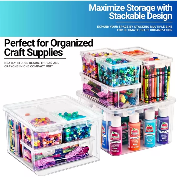 imageSorbus 12Piece Art Supply Storage Organizer  Stackable Craft Storage Organizer with Hinged Lids  Art Storage Yarn Organizer Ribbon Organizer Bead Organizers Arts and Crafts Organizer Containers6 Pack