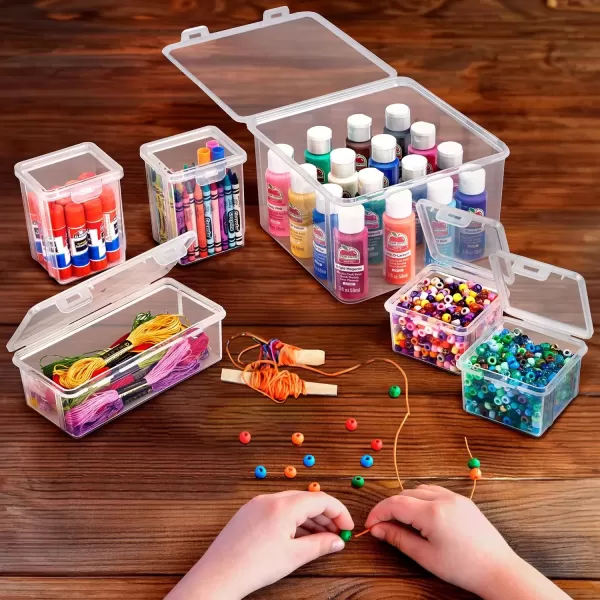 imageSorbus 12Piece Art Supply Storage Organizer  Stackable Craft Storage Organizer with Hinged Lids  Art Storage Yarn Organizer Ribbon Organizer Bead Organizers Arts and Crafts Organizer Containers6 Pack