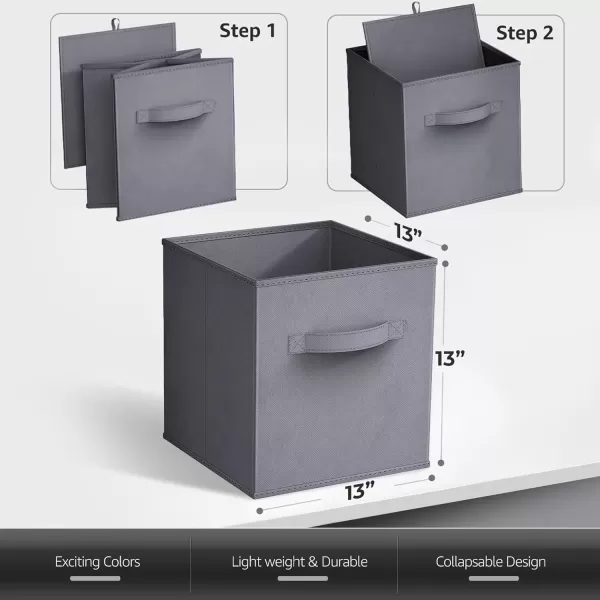 imageSorbus 13 Inch Storage Bins  Sturdy Collapsible Fabric Storage Cubes with Handle  8 Foldable Baskets for Organizing Clothes Toys Books  Storage Baskets for Shelves ClosetsGray 8 Pack