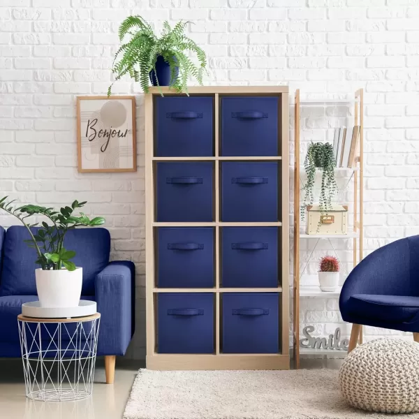 imageSorbus 13 Inch Storage Bins  Sturdy Collapsible Fabric Storage Cubes with Handle  8 Foldable Baskets for Organizing Clothes Toys Books  Storage Baskets for Shelves ClosetsNavy Blue 8 Pack