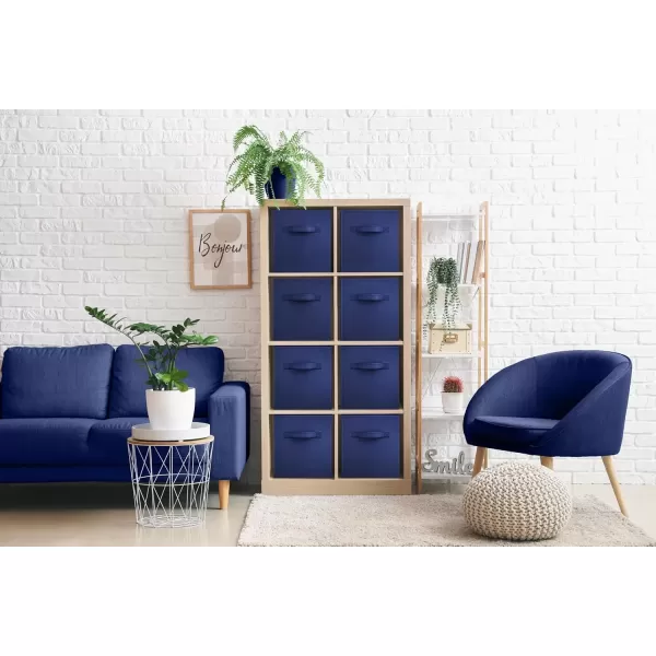 imageSorbus 13 Inch Storage Bins  Sturdy Collapsible Fabric Storage Cubes with Handle  8 Foldable Baskets for Organizing Clothes Toys Books  Storage Baskets for Shelves ClosetsNavy Blue 8 Pack