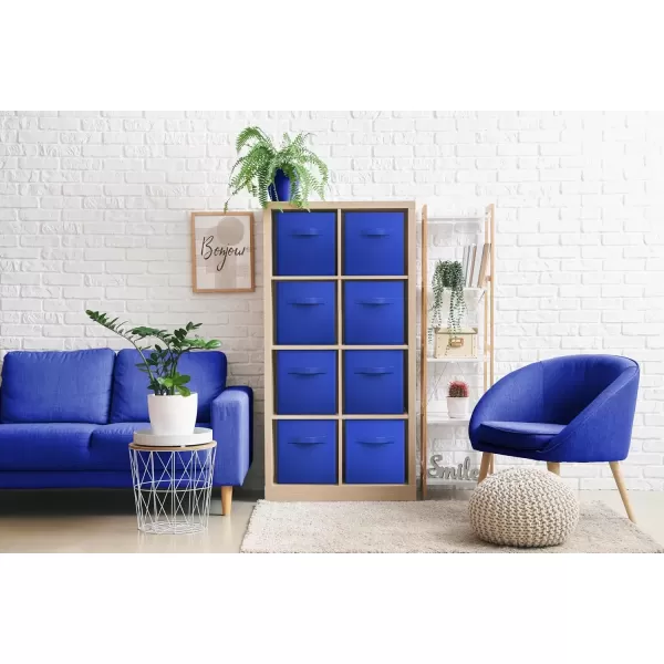 imageSorbus 13 Inch Storage Bins  Sturdy Collapsible Fabric Storage Cubes with Handle  8 Foldable Baskets for Organizing Clothes Toys Books  Storage Baskets for Shelves ClosetsRoyal Blue 8 Pack