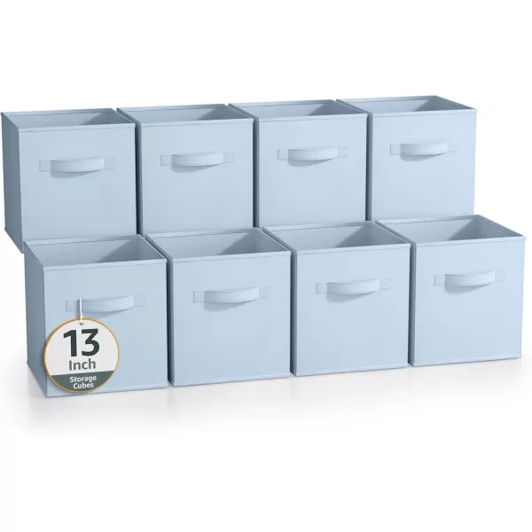 imageSorbus 13 Inch Storage Bins  Sturdy Collapsible Fabric Storage Cubes with Handle  8 Foldable Baskets for Organizing Clothes Toys Books  Storage Baskets for Shelves ClosetsPastel Blue 8 Pack