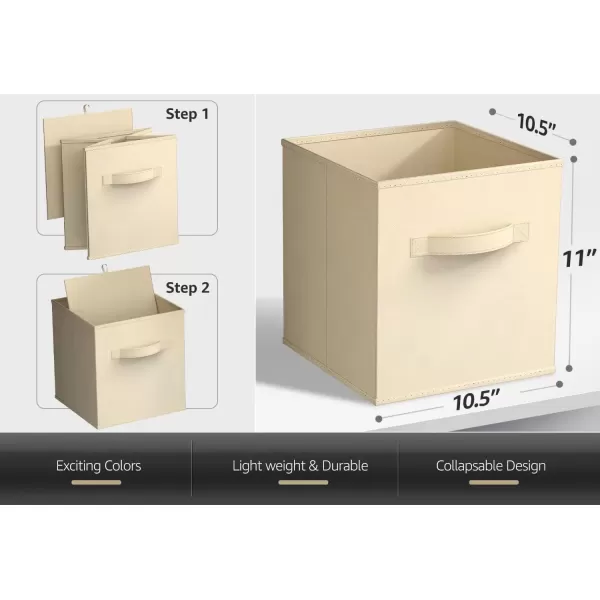 imageSorbus 13 Inch Storage Bins  Sturdy Collapsible Fabric Storage Cubes with Handle  8 Foldable Baskets for Organizing Clothes Toys Books  Storage Baskets for Shelves ClosetsBeige 8 Pack