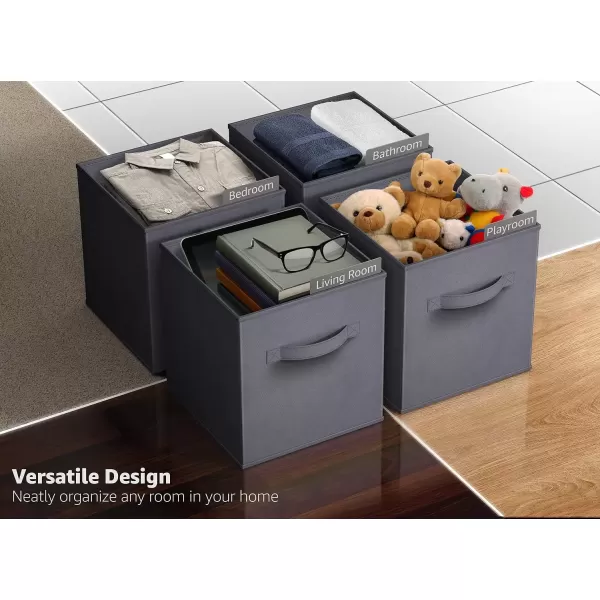 imageSorbus 13 Inch Storage Bins  Sturdy Collapsible Fabric Storage Cubes with Handle  8 Foldable Baskets for Organizing Clothes Toys Books  Storage Baskets for Shelves ClosetsGray 8 Pack