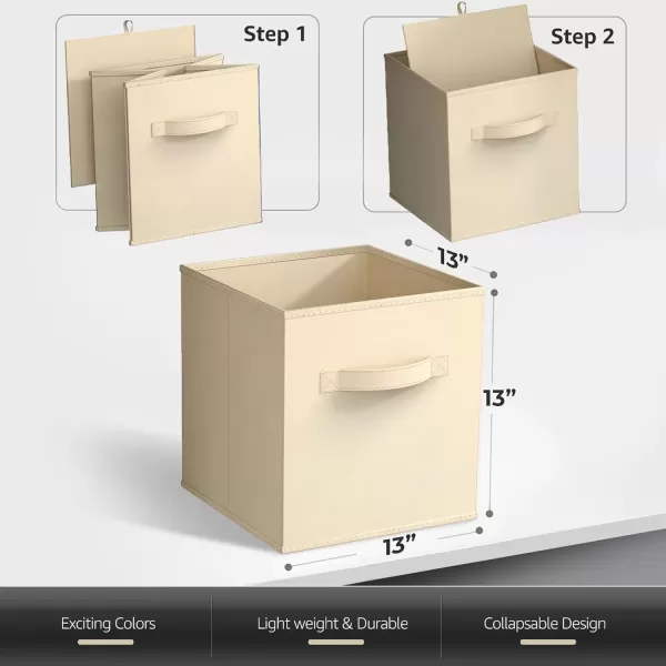 imageSorbus 13 Inch Storage Bins  Sturdy Collapsible Fabric Storage Cubes with Handle  8 Foldable Baskets for Organizing Clothes Toys Books  Storage Baskets for Shelves ClosetsBeige 8 Pack