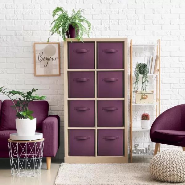 imageSorbus 13 Inch Storage Bins  Sturdy Collapsible Fabric Storage Cubes with Handle  8 Foldable Baskets for Organizing Clothes Toys Books  Storage Baskets for Shelves ClosetsPurple 8 Pack