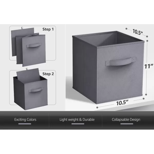 imageSorbus 13 Inch Storage Bins  Sturdy Collapsible Fabric Storage Cubes with Handle  8 Foldable Baskets for Organizing Clothes Toys Books  Storage Baskets for Shelves ClosetsGray 8 Pack