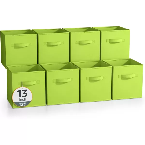 imageSorbus 13 Inch Storage Bins  Sturdy Collapsible Fabric Storage Cubes with Handle  8 Foldable Baskets for Organizing Clothes Toys Books  Storage Baskets for Shelves ClosetsGreen 8 Pack