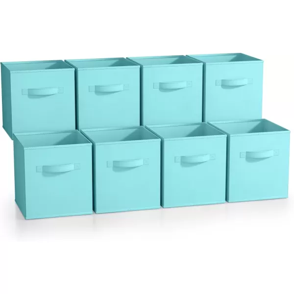imageSorbus 13 Inch Storage Bins  Sturdy Collapsible Fabric Storage Cubes with Handle  8 Foldable Baskets for Organizing Clothes Toys Books  Storage Baskets for Shelves ClosetsAqua 8 Pack