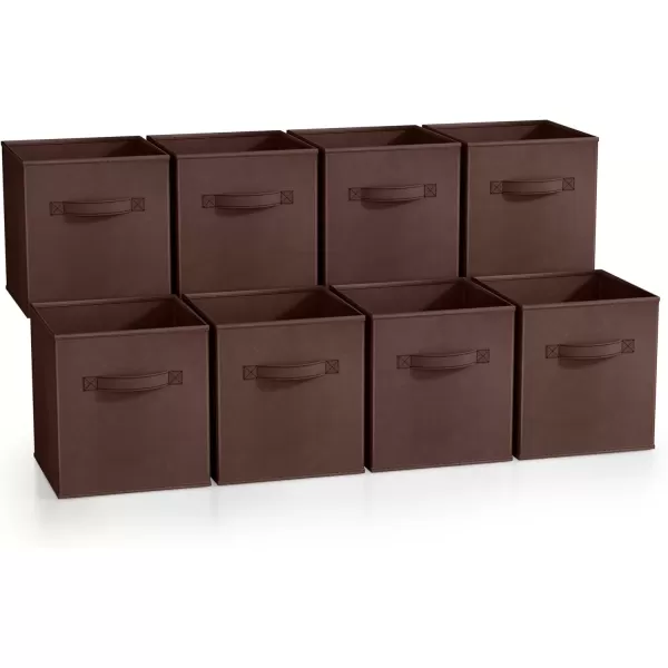 imageSorbus 13 Inch Storage Bins  Sturdy Collapsible Fabric Storage Cubes with Handle  8 Foldable Baskets for Organizing Clothes Toys Books  Storage Baskets for Shelves ClosetsChocolate 8 Pack