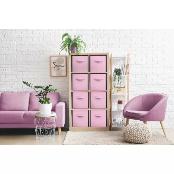 imageSorbus 13 Inch Storage Bins  Sturdy Collapsible Fabric Storage Cubes with Handle  8 Foldable Baskets for Organizing Clothes Toys Books  Storage Baskets for Shelves ClosetsPastel Pink 8 Pack