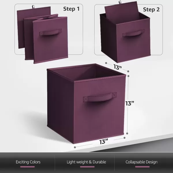imageSorbus 13 Inch Storage Bins  Sturdy Collapsible Fabric Storage Cubes with Handle  8 Foldable Baskets for Organizing Clothes Toys Books  Storage Baskets for Shelves ClosetsPurple 8 Pack