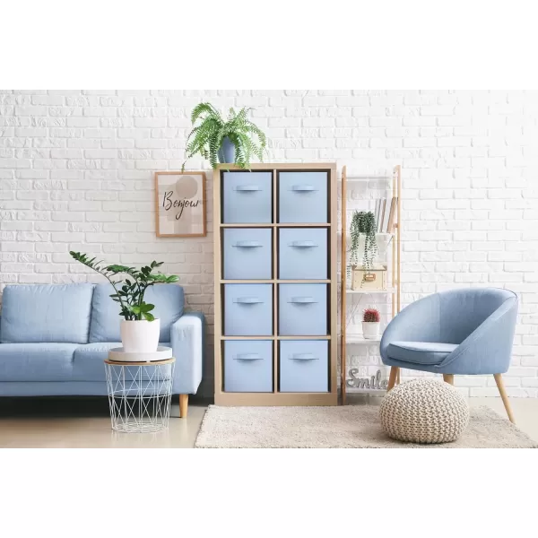 imageSorbus 13 Inch Storage Bins  Sturdy Collapsible Fabric Storage Cubes with Handle  8 Foldable Baskets for Organizing Clothes Toys Books  Storage Baskets for Shelves ClosetsPastel Blue 8 Pack
