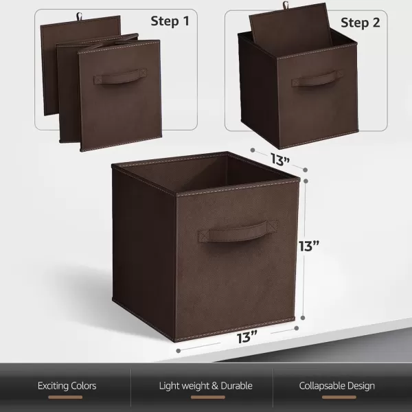 imageSorbus 13 Inch Storage Bins  Sturdy Collapsible Fabric Storage Cubes with Handle  8 Foldable Baskets for Organizing Clothes Toys Books  Storage Baskets for Shelves ClosetsChocolate 8 Pack