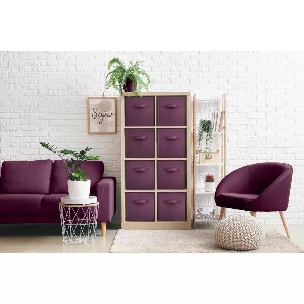 imageSorbus 13 Inch Storage Bins  Sturdy Collapsible Fabric Storage Cubes with Handle  8 Foldable Baskets for Organizing Clothes Toys Books  Storage Baskets for Shelves ClosetsPurple 8 Pack