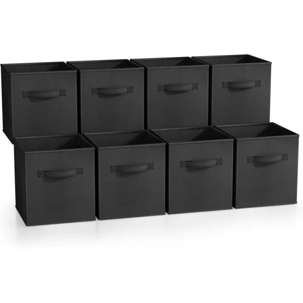 imageSorbus 13 Inch Storage Bins  Sturdy Collapsible Fabric Storage Cubes with Handle  8 Foldable Baskets for Organizing Clothes Toys Books  Storage Baskets for Shelves ClosetsBlack 8 Pack