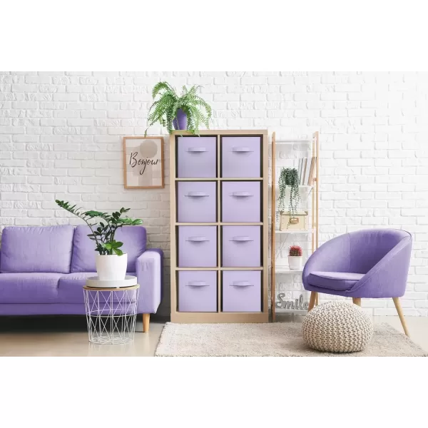 imageSorbus 13 Inch Storage Bins  Sturdy Collapsible Fabric Storage Cubes with Handle  8 Foldable Baskets for Organizing Clothes Toys Books  Storage Baskets for Shelves ClosetsPastel Purple 8 Pack