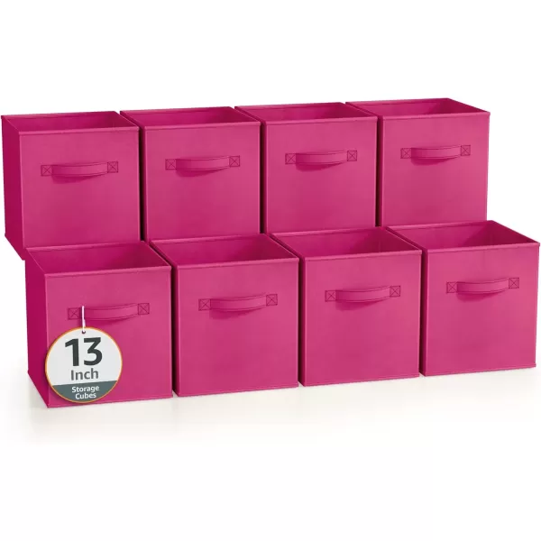 imageSorbus 13 Inch Storage Bins  Sturdy Collapsible Fabric Storage Cubes with Handle  8 Foldable Baskets for Organizing Clothes Toys Books  Storage Baskets for Shelves ClosetsPink 8 Pack