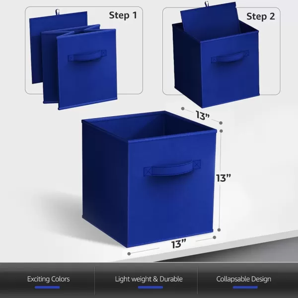 imageSorbus 13 Inch Storage Bins  Sturdy Collapsible Fabric Storage Cubes with Handle  8 Foldable Baskets for Organizing Clothes Toys Books  Storage Baskets for Shelves ClosetsRoyal Blue 8 Pack
