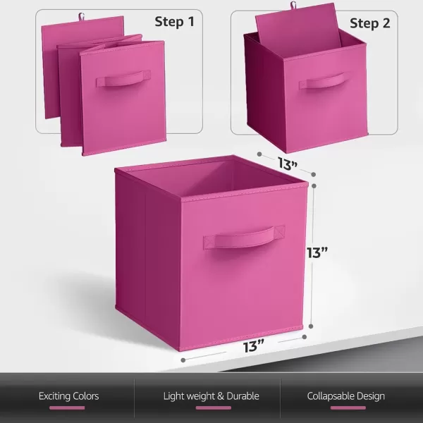 imageSorbus 13 Inch Storage Bins  Sturdy Collapsible Fabric Storage Cubes with Handle  8 Foldable Baskets for Organizing Clothes Toys Books  Storage Baskets for Shelves ClosetsPink 8 Pack