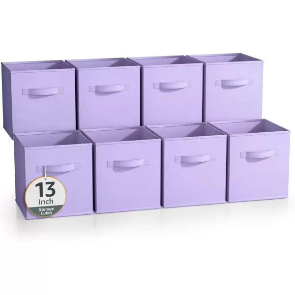 imageSorbus 13 Inch Storage Bins  Sturdy Collapsible Fabric Storage Cubes with Handle  8 Foldable Baskets for Organizing Clothes Toys Books  Storage Baskets for Shelves ClosetsPastel Purple 8 Pack