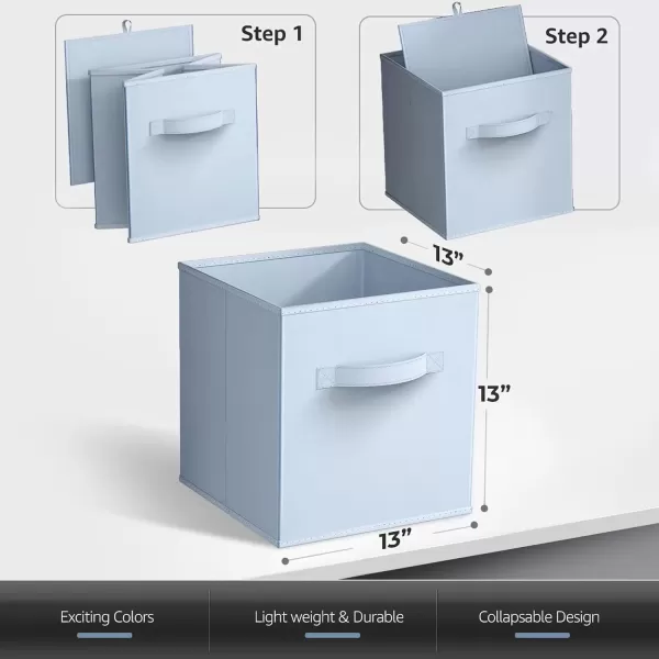 imageSorbus 13 Inch Storage Bins  Sturdy Collapsible Fabric Storage Cubes with Handle  8 Foldable Baskets for Organizing Clothes Toys Books  Storage Baskets for Shelves ClosetsPastel Blue 8 Pack