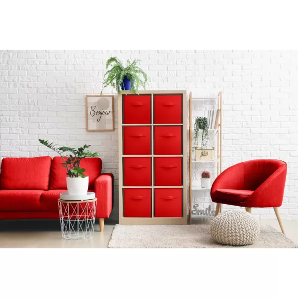 imageSorbus 13 Inch Storage Bins  Sturdy Collapsible Fabric Storage Cubes with Handle  8 Foldable Baskets for Organizing Clothes Toys Books  Storage Baskets for Shelves ClosetsRed 8 Pack