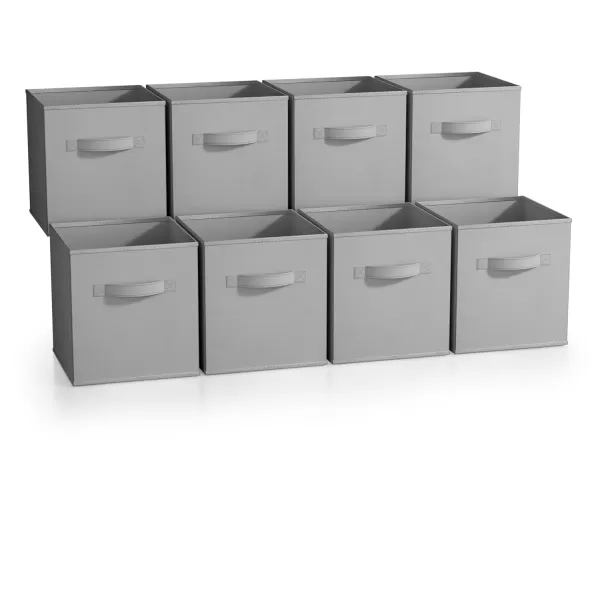 imageSorbus 13 Inch Storage Bins  Sturdy Collapsible Fabric Storage Cubes with Handle  8 Foldable Baskets for Organizing Clothes Toys Books  Storage Baskets for Shelves ClosetsGray 8 Pack
