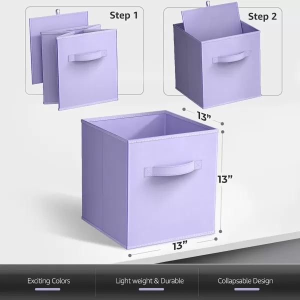 imageSorbus 13 Inch Storage Bins  Sturdy Collapsible Fabric Storage Cubes with Handle  8 Foldable Baskets for Organizing Clothes Toys Books  Storage Baskets for Shelves ClosetsPastel Purple 8 Pack
