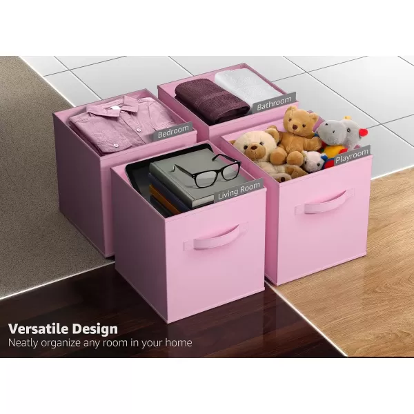 imageSorbus 13 Inch Storage Bins  Sturdy Collapsible Fabric Storage Cubes with Handle  8 Foldable Baskets for Organizing Clothes Toys Books  Storage Baskets for Shelves ClosetsPastel Pink 8 Pack