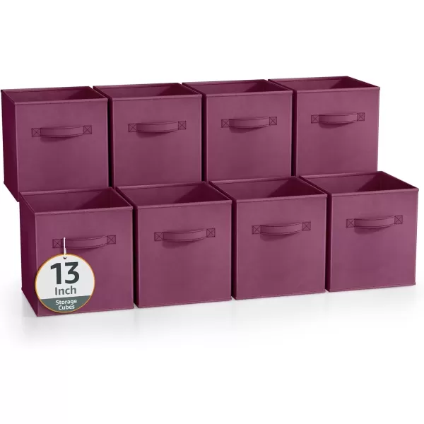 imageSorbus 13 Inch Storage Bins  Sturdy Collapsible Fabric Storage Cubes with Handle  8 Foldable Baskets for Organizing Clothes Toys Books  Storage Baskets for Shelves ClosetsPurple 8 Pack