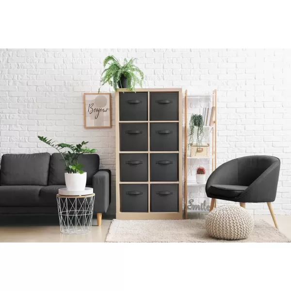 imageSorbus 13 Inch Storage Bins  Sturdy Collapsible Fabric Storage Cubes with Handle  8 Foldable Baskets for Organizing Clothes Toys Books  Storage Baskets for Shelves ClosetsBlack 8 Pack