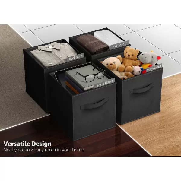 imageSorbus 13 Inch Storage Bins  Sturdy Collapsible Fabric Storage Cubes with Handle  8 Foldable Baskets for Organizing Clothes Toys Books  Storage Baskets for Shelves ClosetsBlack 8 Pack