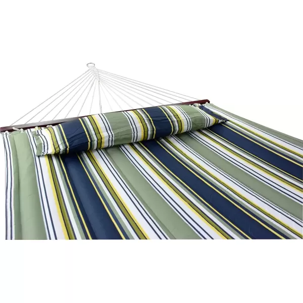 imageSorbus 2Person Stylish Hammock with Stand 53quot Large Cotton Outdoor Hammock Spreadedbars ampamp Pillow Included Heavy Duty 450lbs Portable Hammock for Garden Patio Outdoor Camping Comfortable WashableBlueAqua