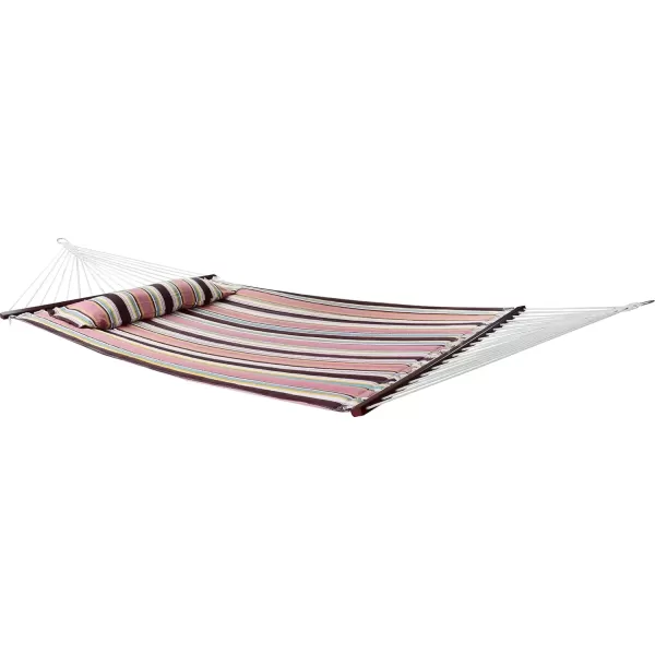 imageSorbus 2Person Stylish Hammock with Stand 53quot Large Cotton Outdoor Hammock Spreadedbars ampamp Pillow Included Heavy Duty 450lbs Portable Hammock for Garden Patio Outdoor Camping Comfortable WashableMocha