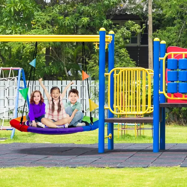 imageSorbus 40quot Saucer Swing for Kids  220lbs Outdoor Swing Fun Tree Glider Therapy Swing for Kids Adjustable Ropes ampamp Durable Swing Seat Trampoline Net Swing for Swing SetBackyardIndoorOutdoorGift40 Inch