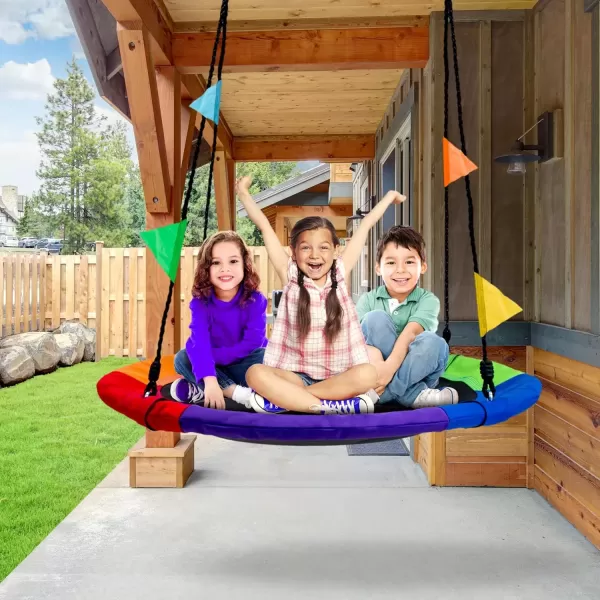 imageSorbus 40quot Saucer Swing for Kids  220lbs Outdoor Swing Fun Tree Glider Therapy Swing for Kids Adjustable Ropes ampamp Durable Swing Seat Trampoline Net Swing for Swing SetBackyardIndoorOutdoorGift40 Inch