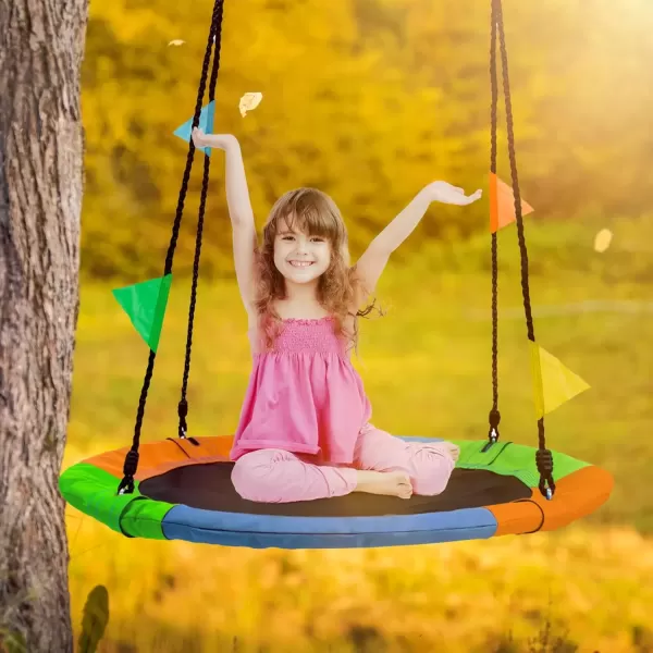 imageSorbus 40quot Saucer Swing for Kids  220lbs Outdoor Swing Fun Tree Glider Therapy Swing for Kids Adjustable Ropes ampamp Durable Swing Seat Trampoline Net Swing for Swing SetBackyardIndoorOutdoorGift40 Inch