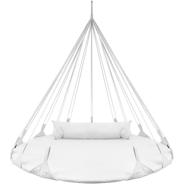 imageSorbus 56quot Stylish Hanging Swing Nest  Premium Cotton Double Hammock Daybed Saucer Style Lounger Swing  264lbs Sturdy Spinner Tree Swing wPillow  Easy Setup  for IndoorOutdoor Travel  WhiteSwing Nest  White