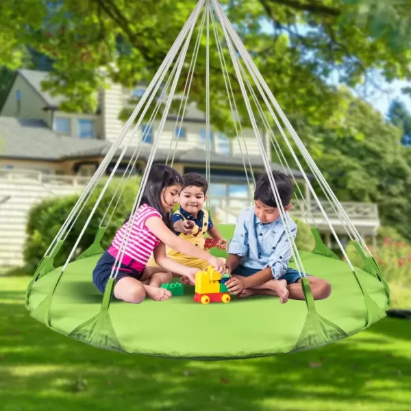 imageSorbus 56quot Stylish Hanging Swing Nest  Premium Cotton Double Hammock Daybed Saucer Style Lounger Swing  264lbs Sturdy Spinner Tree Swing wPillow  Easy Setup  for IndoorOutdoor Travel  WhiteSwing Nest  Green