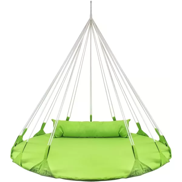 imageSorbus 56quot Stylish Hanging Swing Nest  Premium Cotton Double Hammock Daybed Saucer Style Lounger Swing  264lbs Sturdy Spinner Tree Swing wPillow  Easy Setup  for IndoorOutdoor Travel  WhiteSwing Nest  Green