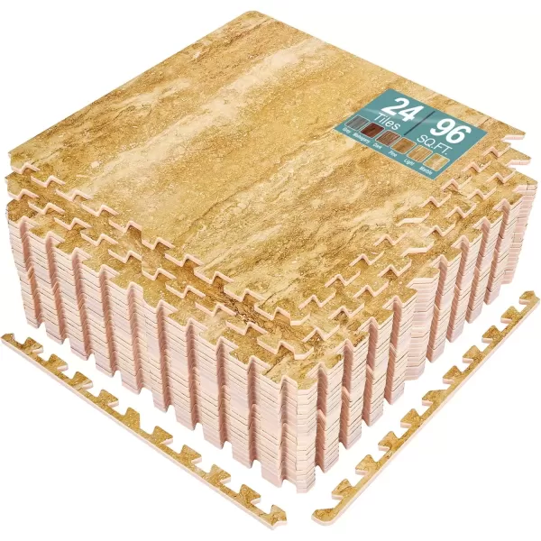 imageSorbus 96 Sq Ft Wood Grain Floor Tiles Foam Mat EVA Interlocking Mats Tile 38Inch Thick Flooring Wood Puzzle Exercise Mats wBorders  Home Playroom Basement Apartment Trade Show Baby DanceMarble