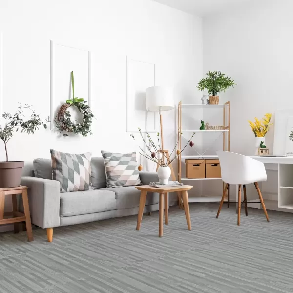 imageSorbus 96 Sq Ft Wood Grain Floor Tiles Foam Mat EVA Interlocking Mats Tile 38Inch Thick Flooring Wood Puzzle Exercise Mats wBorders  Home Playroom Basement Apartment Trade Show Baby DanceWood Grain  Gray