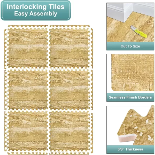 imageSorbus 96 Sq Ft Wood Grain Floor Tiles Foam Mat EVA Interlocking Mats Tile 38Inch Thick Flooring Wood Puzzle Exercise Mats wBorders  Home Playroom Basement Apartment Trade Show Baby DanceMarble