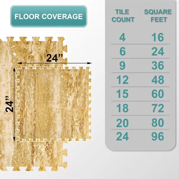 imageSorbus 96 Sq Ft Wood Grain Floor Tiles Foam Mat EVA Interlocking Mats Tile 38Inch Thick Flooring Wood Puzzle Exercise Mats wBorders  Home Playroom Basement Apartment Trade Show Baby DanceMarble