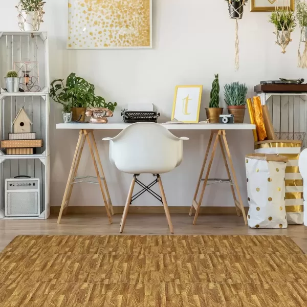 imageSorbus 96 Sq Ft Wood Grain Floor Tiles Foam Mat EVA Interlocking Mats Tile 38Inch Thick Flooring Wood Puzzle Exercise Mats wBorders  Home Playroom Basement Apartment Trade Show Baby DanceWood Grain  Light