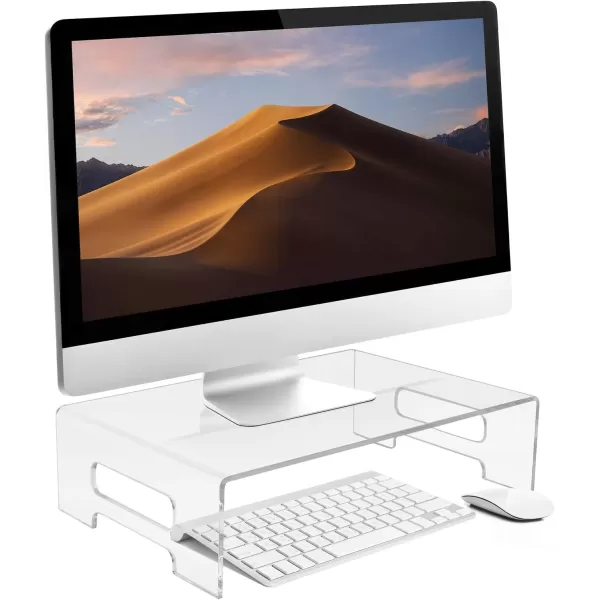 imageSorbus Acrylic Monitor Stand  12 x 8 x 3  Clear Laptop Riser with Carry Handles  Use as Desktop Monitor Stand Computer Desk Tray Bed Tray or Food Display RiserLarge